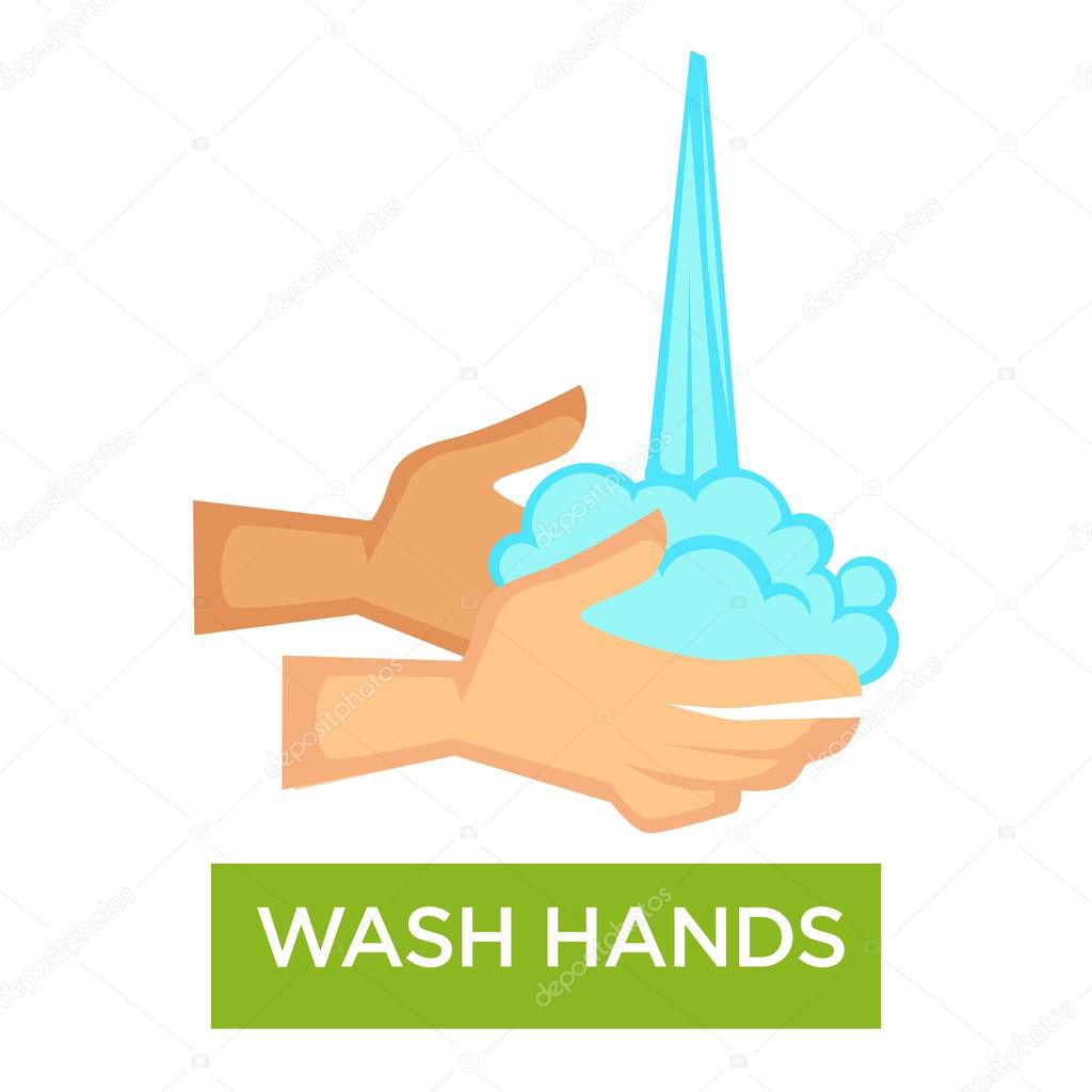 Wash hands with clear water and cleaning daily habit