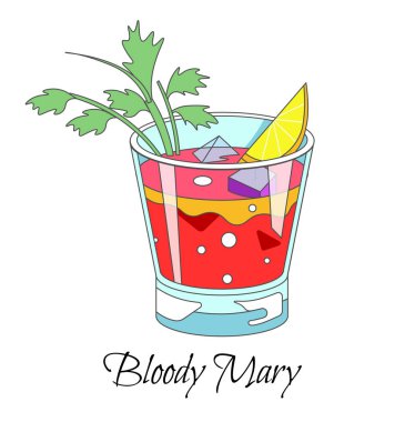 Bar kokteyli, kereviz çubuğu ve limon dilimli Bloody Mary içkisi.