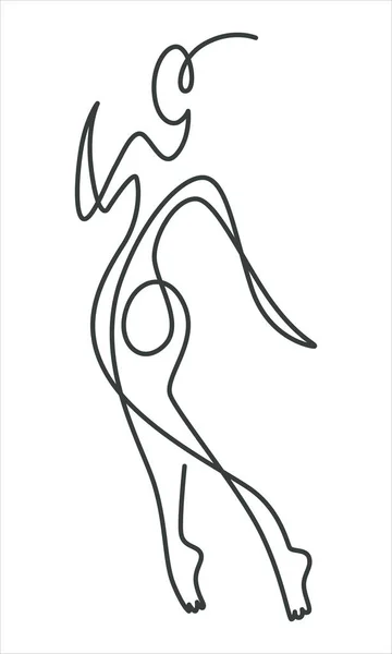 Femme figure ligne continue dessin icône isolée — Image vectorielle