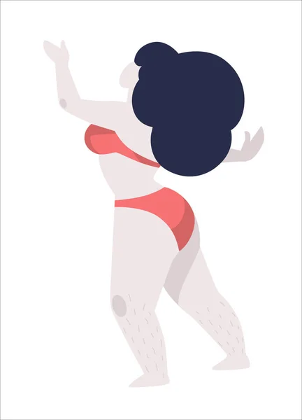 Mujer gorda en traje de baño o ropa interior, modelo más tamaño — Archivo Imágenes Vectoriales