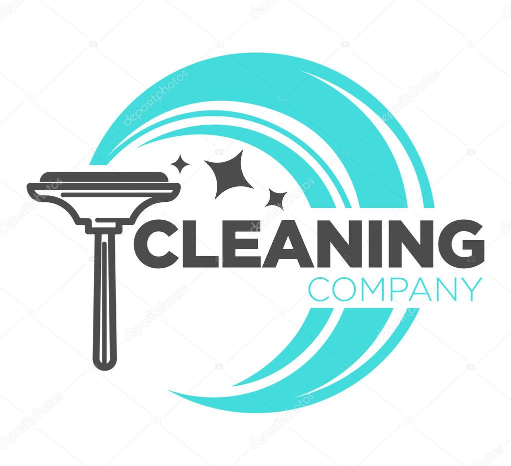 Clean service, window cleaning tool, housekeeping and household chore, isolated icon vector. Glass washing and polishing or wiping, emblem or logo. Housework, soap foam and detergent, sanitation