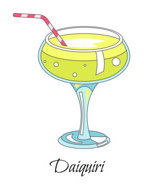 Bar kokteyli, kokteyl bardakta saman, izole edilmiş ikon.