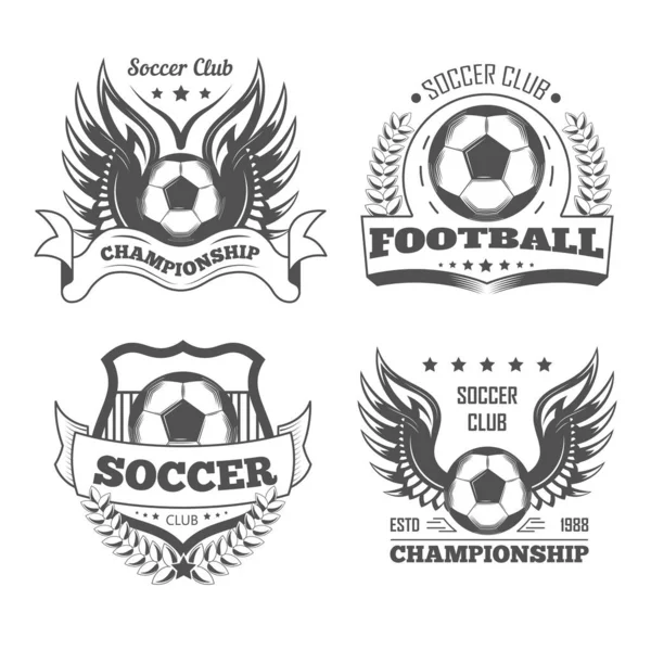 Voetbal en voetbal geïsoleerde pictogrammen, team logo of kampioenschap embleem — Stockvector