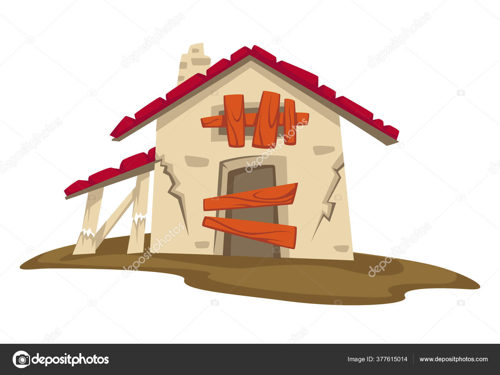 Destroyed House Vector Clipart