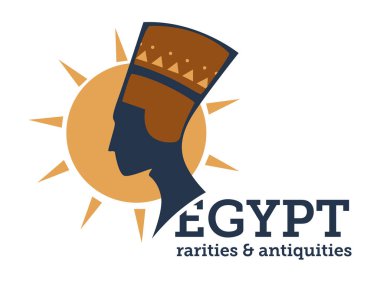 Mısır nadide eşyalar ve antikalar, yazılı pankart ve nefertiti büstü. Mısır ülkesinin güneş ışığı sembolü, firavun kültür mirası. Arkeoloji ve dönüm noktası, düz bir şekilde portre vektörü