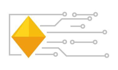 Çevrimiçi bankacılık, izole elektronik ödeme ve yatırımlar için Bitcoin ve engelleme teknolojileri. Yatırım veya para depolama için finansal sistem. Kriptografi logosu, düz biçimli vektör