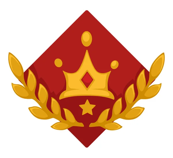 Wappenschild Mit Lorbeerkranz Isoliertes Banner Mit Goldener Krone Und Stern — Stockvektor