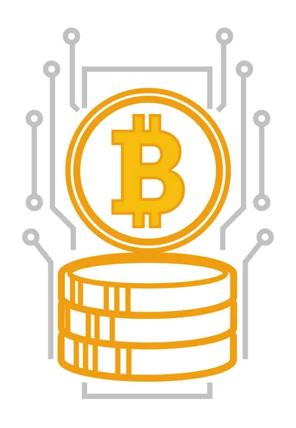 Bitcoin Blockchain Koncept Izolovaný Měnový Systém Virtuálními Penězi Aktivy Kryptoměnové — Stockový vektor