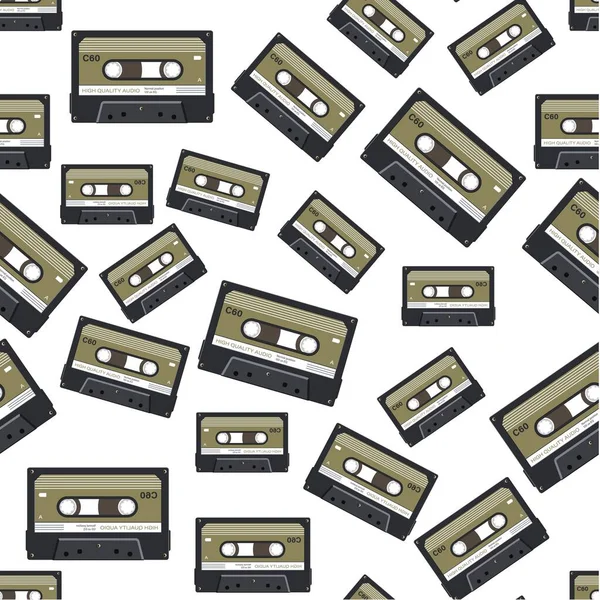 Cassetta Audio Con Musica Canzoni Modello Senza Soluzione Continuità Vintage — Vettoriale Stock