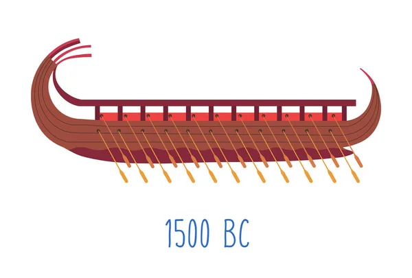 Navio Antiquado Feito Material Madeira Navio Isolado Com Data Ano — Vetor de Stock