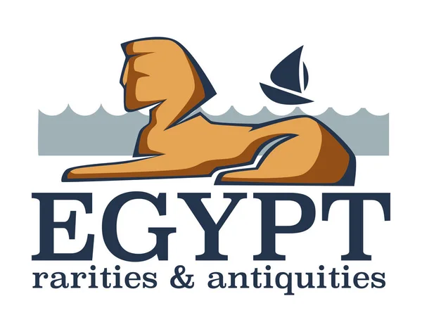 Egypt Rarity Starožitnosti Prapor Sfinga Sochou Zbytky Pyramid Cestování Afrických — Stockový vektor