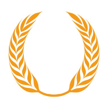 Fırın heraldik logoti çelenk çelengi. İzole edilmiş buğday ya da arpa başakları, mısır gevreği üretimi. Olgun ekin hasadı, yapraklı bitki. Glütensiz logo, düz vektör