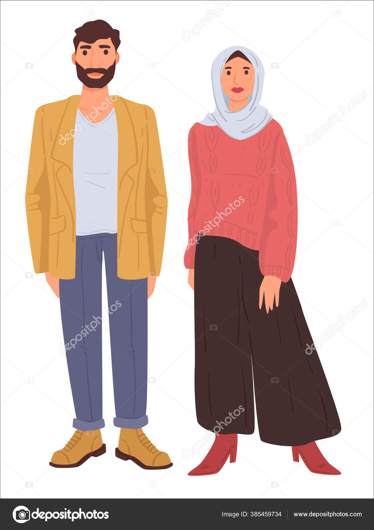 Man Woman Arabic Country Male Female Characters Wearing Simple Clothes  Stock Vector Image by ©Sonulkaster #385459734