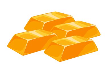 Altın külçeler, altın külçeler veya izole edilmiş tuğlalar. Refah ve zenginlik, başarı ve servet. Finansal başarılar, değerli metalleri bankacılık. Ekonomik istikrar tasarrufu, düz stil vektörü