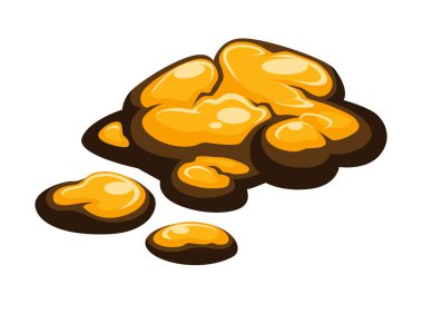 Değerli metal madenciliği, erimiş altın külçeleri, izole edilmiş kaynak ikonu. Ödeme için itiraz, endüstriyel altın çıkarma. Para birimi, finansal istikrar, parlak alaşım. Düz biçim illüstrasyonunda para vektörü