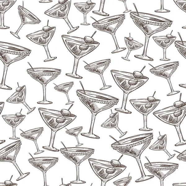 Bar Oder Pub Auswahl Getränken Cocktails Nahtlosen Musters Alkoholische Getränke — Stockvektor