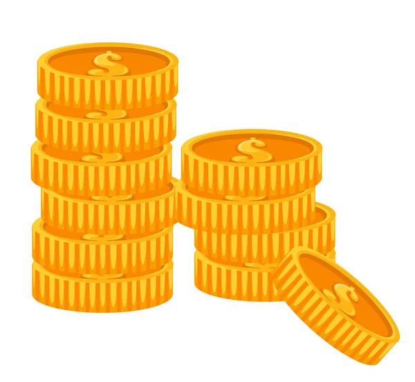 Zisk Finanční Aktivita Izolovaná Ikona Zlatých Dolarových Mincí Investice Vklady — Stockový vektor