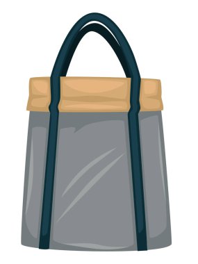 Kadınlar için moda bir aksesuar, kadınlar için izole edilmiş bir çanta ikonu. Kulplu ve kontrast malzemeli spor çanta. Deri ve kumaş elementleri, basit trend tasarımı, düz stil vektörü