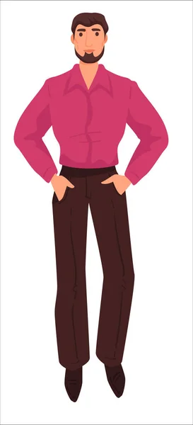 Hombre Con Ropa Moda Carácter Masculino Aislado Camisa Pantalones Personaje — Vector de stock