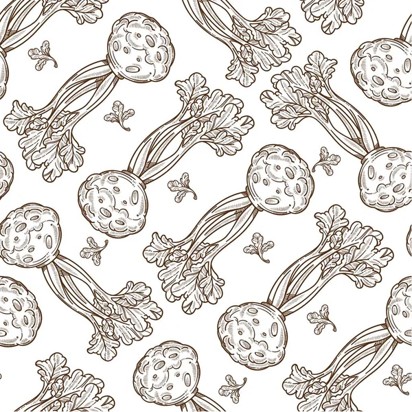 Витаминный Овощ Полный Микроэлементов Бесшовный Рисунок Корня Пастернака Листвы Меню — стоковый вектор