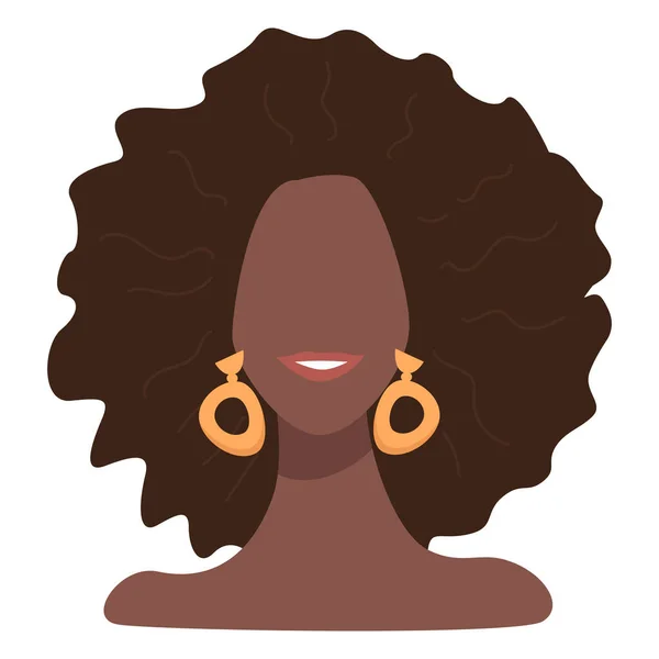 Mulher Afro Americana Elegante Usando Brincos Menina Sorridente Personagem Elegante —  Vetores de Stock