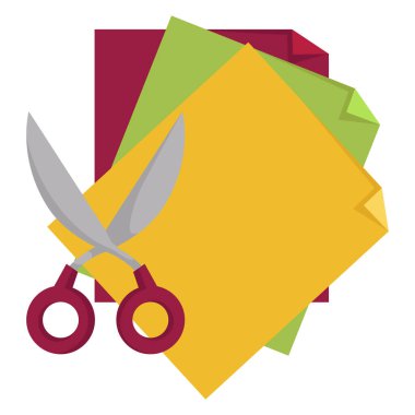 Okul malzemeleri, makas ve yapışkan not defteri vektörü