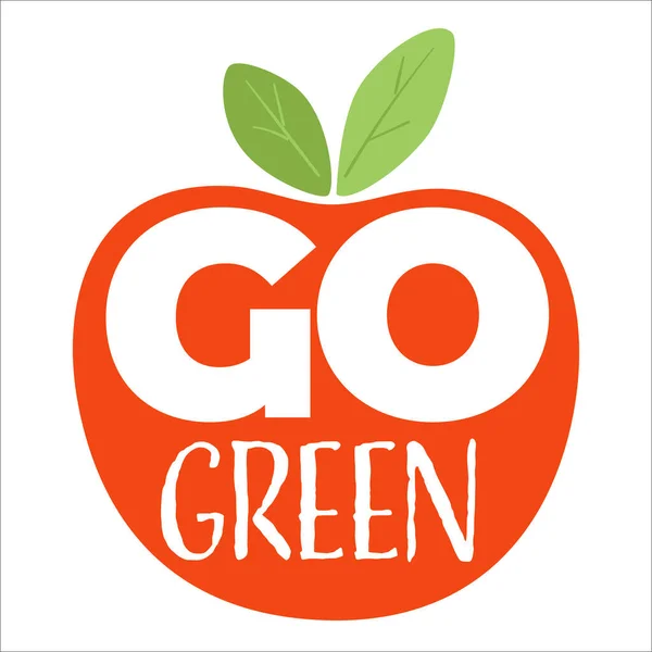 Étiquette Des Produits Écologiques Icône Isolée Pomme Mûre Feuille Logotype — Image vectorielle