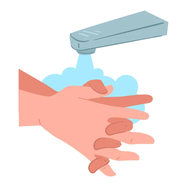 Υγιεινή Και Προληπτικά Μέτρα Πληροφορίες Για Πώς Πλένετε Χέρια Τρεχούμενο — Διανυσματικό Αρχείο