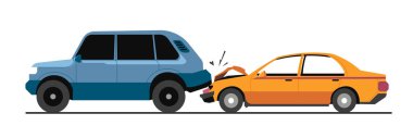 Trafik kazası, hasarlı araç vektörü ile trafik kazası.