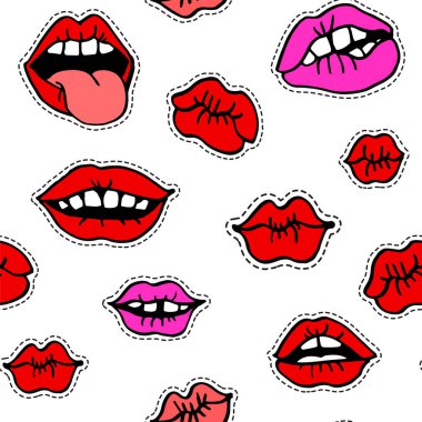 Parlak kadın dudakları, eski ağız parçaları.