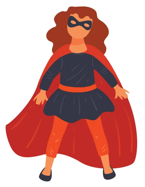 Kleines Mädchen im Kostüm des Superhelden Vektor — Stockvektor