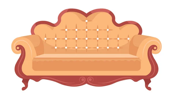 Retro or antique sofa, vintage furniture for home — Stock Vector