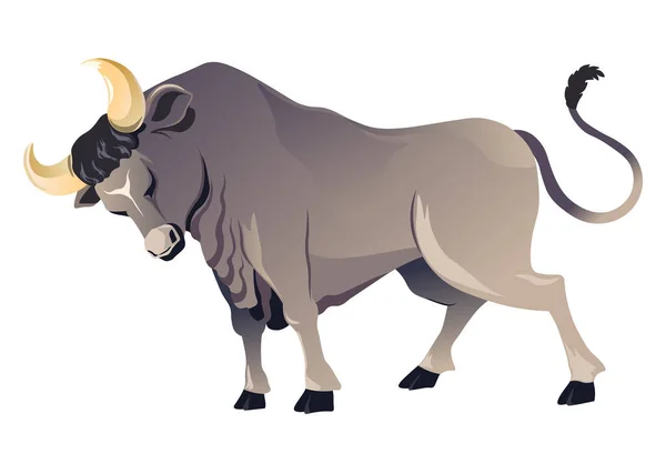 Злой бык с рогами, вектор дикого быка — стоковый вектор