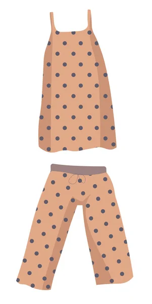Pyjama-Set mit Hose und Oberteil, weibliche Nachtwäsche — Stockvektor
