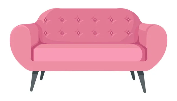Stílusos kanapé fa lábakon, modern bútor otthon — Stock Vector