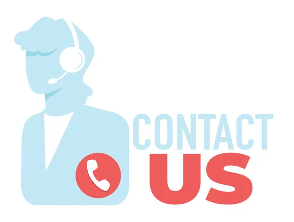 Contacte-nos, helpdesk com operador, call center banner —  Vetores de Stock