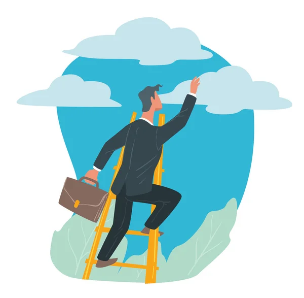 商人爬上阶梯，成功和职业发展 — 图库矢量图片