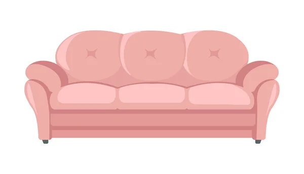 Sofá con almohadas suaves, sofá clásico, vector de muebles — Vector de stock