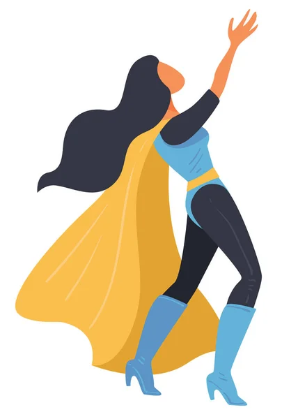 Mujer super héroe vistiendo manto, traje de mujer maravilla — Vector de stock