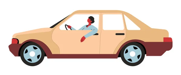 Městská doprava, řidič sedí v autě, dopravní prostředek — Stockový vektor