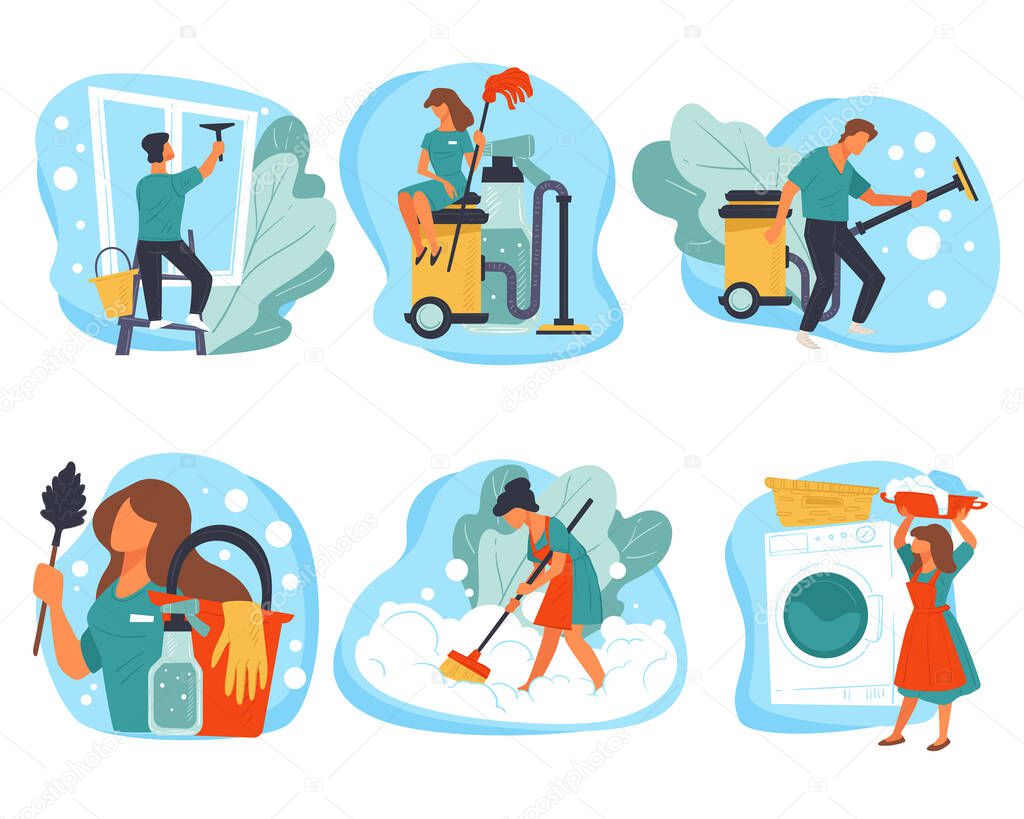 Cleaning service, housekeeping and office clean maintenance vector