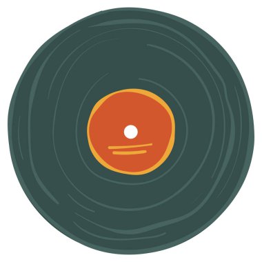 Vinil plaka, geçmiş yılların şarkıları ve melodileriyle dolu retro kaset. Döndürülebilir müzik ve şarkılar, soundtrack ve melodiler. Disko ya da eğlence partisi, düz stil izole edilmiş simge vektörü