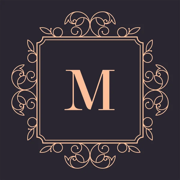 Vintage Logotype Letter Ornaments Isolated Frame Copy Space Luxury Brand — Stock Vector