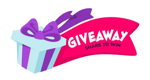 Share Win Giveaway Banner Social Media Advertisement Marketing Promotion Page — Stock Vector