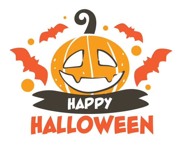 Halloween Festa Stagionale Usa Striscione Con Pipistrelli Volanti Faccia Zucca — Vettoriale Stock