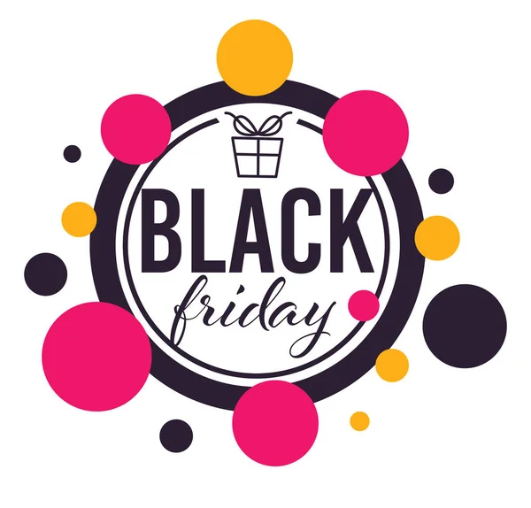 Discounts Special Offers Black Friday Isolated Rounded Banner Shops Stores — Stock Vector