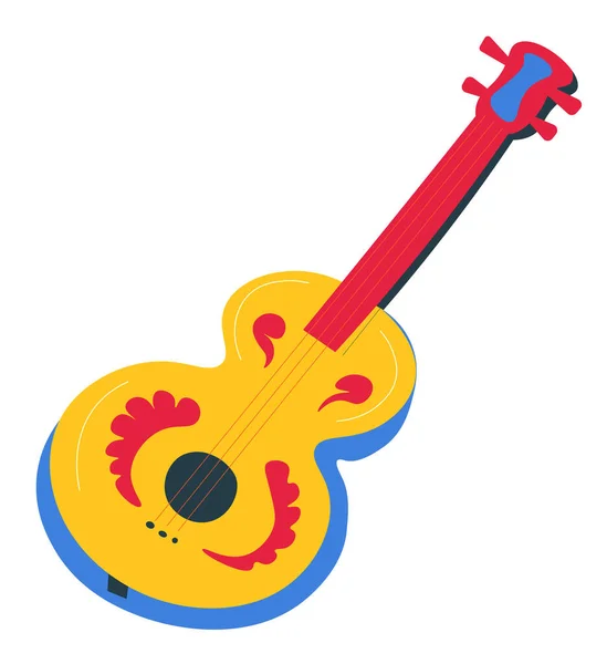 Instrumento Musical Con Elementos Decorativos Sobre Piezas Madera Guitarra Acústica — Vector de stock