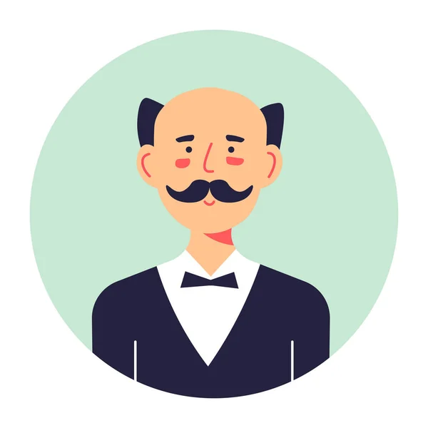 Retrato Personagem Masculino Com Bigode Banner Círculo Isolado Com Homem — Vetor de Stock