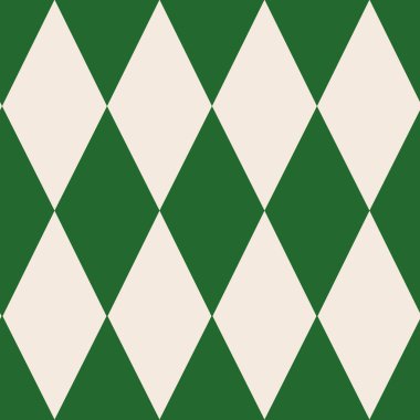 Alternatif yeşil ve bej elmasları düz minimal tarzda kusursuz vektör deseni, tekstil, duvar kağıdı ve dekoratif projeler için ideal.