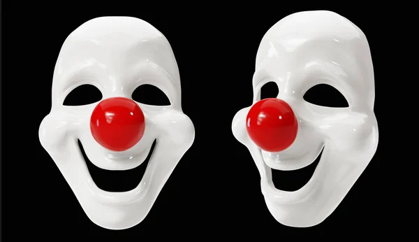 Clown Masker Isolerade Svart Bakgrund Illustration — Stockfoto